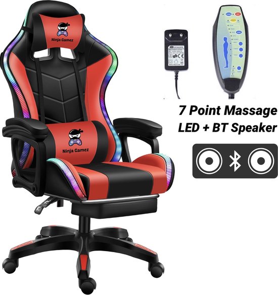Ninja Gamez Shogun - Gaming Chair RGB - Game Stoel - Massage stoel - Bureau  Stoel - BT... | bol.com