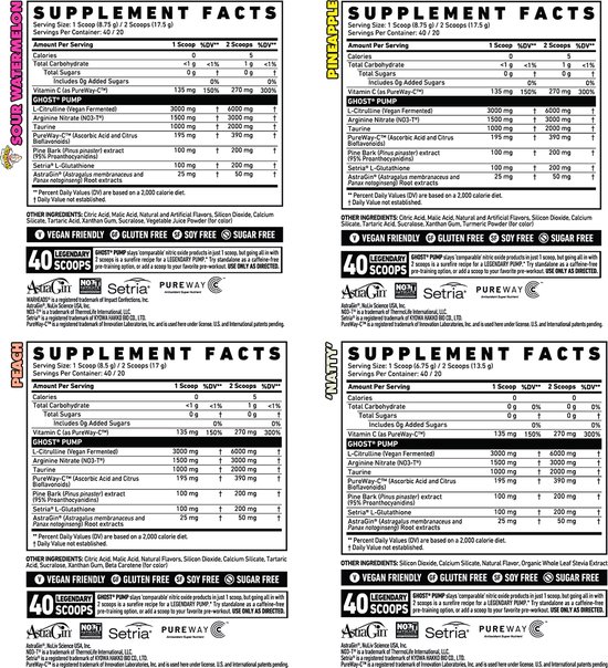 GHOST LIFESTYLE® Pump PreWorkout 'Natty' Flavour