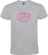 Grijs t-shirt met 'Girl Power / GRL PWR' print Roze Maat XXL