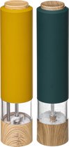 Set van 2x stuks elektrische zout- en pepermolens kunststof oranje/paars 22 cm incl. batterijen - Pepermaler - Kruiden en specerije