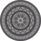 Mandela stijl ronde grijze placemats van vinyl D38 cm - Antislip/waterafstotend - Stevige top kwaliteit