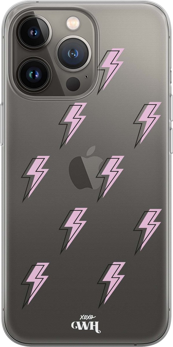 Thunder Pink - iPhone Transparant Case - Transparant hoesje geschikt voor de iPhone 13 Pro hoesje - Doorzichtig hoesje geschikt voor iPhone 13 Pro case - Shockproof hoesje Thunder Pink