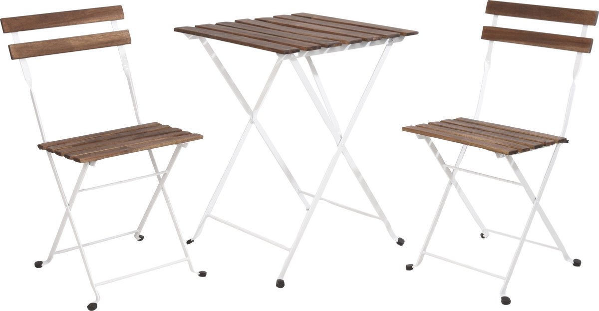 Bol.com Ambiance Bistroset 3-Delig - Hout En Metaal - Wit aanbieding