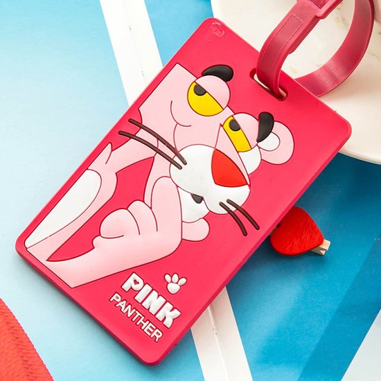 Pink Panter Koffer Label - Bagage Label - Suitcase Tag - Pink Panther Cartoon Luggage Tag - Ook leuk voor kinderen