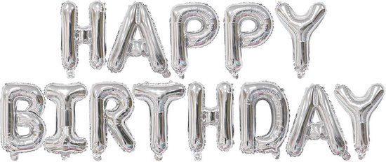 Joya Beauty® Happy Birthday Ballonnen Zilver | Verjaardag Folie Ballon | Feestversiering | Helium Ballon Slinger | Feest Decoratie | Zilver