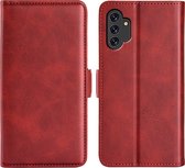 Coque Samsung Galaxy A13 (4G) - MobyDefend Luxe Wallet Book Case (côté fermeture) - Rouge - Coque pour téléphone portable - Coque adaptée pour : Samsung Galaxy A13 (4G)