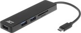 ACT USB C Hub - 3 poorten - met SD, microSD kaartlezer – AC6405
