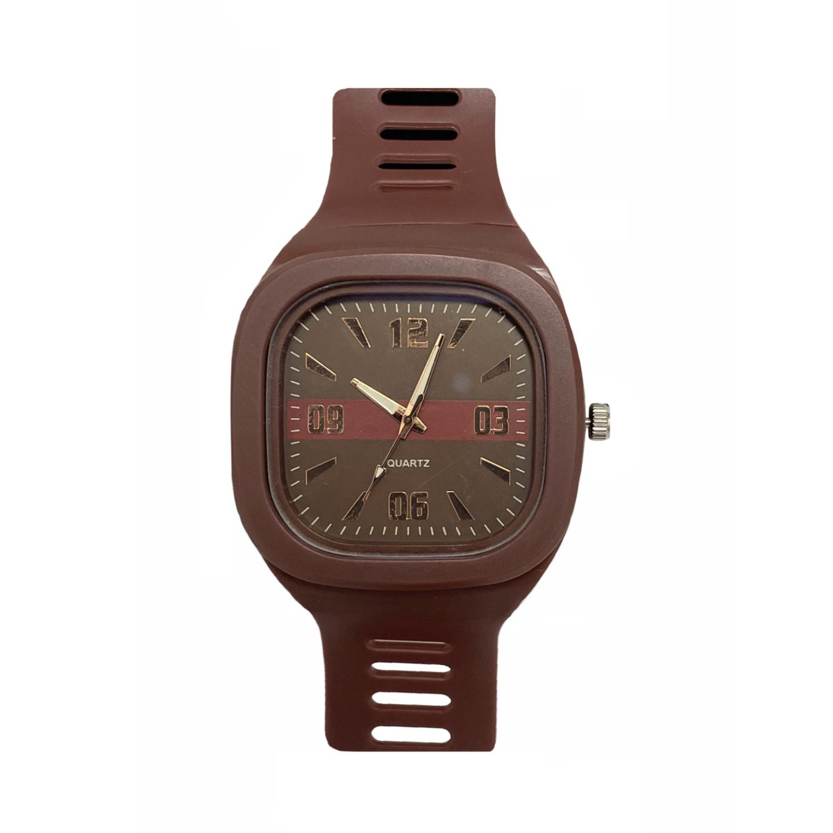 Siliconen Horloge - Bruin | Vierkant | Ø 47 mm | Fashion Favorite