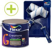 Flexa Creations - Muurverf - Extra Mat - Spacious Grey - Grijs - 2.5 l + Flexa Muurverfset 5-delig