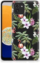 GSM Hoesje Geschikt voor Samsung Galaxy A03 Doorzichtig Hoesje Flamingo Palms