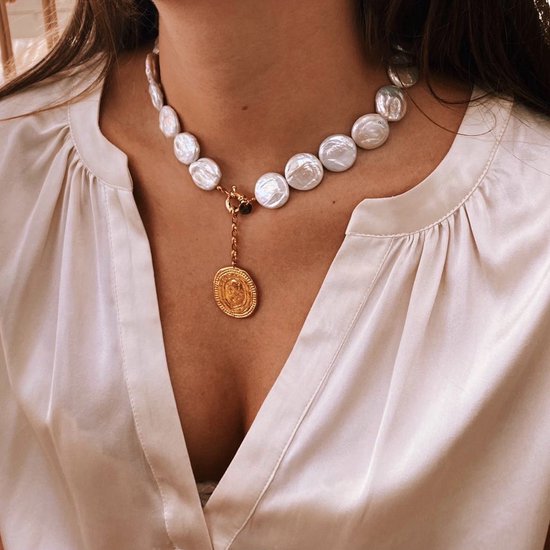 Buddha Ibiza Ketting Baroque Freshwater Pearls with Luxury Coin | Goud |  bol.com