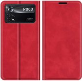 Just in Case Étui Portefeuille Xiaomi Poco X4 Pro Magnétique - Rouge