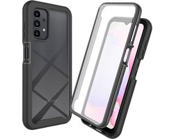 Hoesje Geschikt voor Samsung Galaxy A13 | Met ingebouwde screenprotector | Full Protect valbescherming | Doorzichtig / Zwart