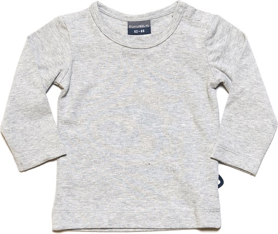 Silky Label t-shirt stunning grey - lange mouw - maat 50/56 - grijs