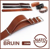 Bracelet Nato en cuir 20 mm - Marron clair Vintage James Bond - Bracelet Nato Collection Cuir - Homme - Bracelet de montre en cuir - Bande passante 20 mm pour Seiko Casio Omega Rolex Tudor et plus encore !