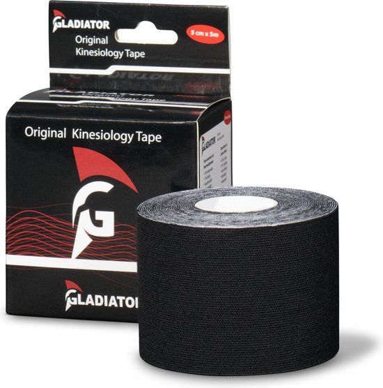 Gladiator Sports - Kinesiotape - Kinesiologie tape - Bandage Tape - Hooikoortstape - Vermindert Hooikoorts Klachten - Per Rol - Zwart - Gladiator Sports