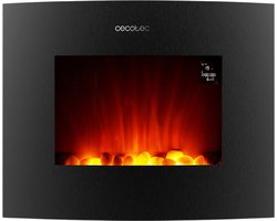 Cecotec Dekorativer Elektrischer Kaminofen ReadyWarm 2650 Curved Flames Connected. 26", 2000 W, Steuerung über Wi-Fi, Fernbedienung, Gekrümmte Anzeigetafel aus gehärtetem Glas, 25 m2
