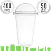 Gobelet jetable compostable avec dôme Couvercle sphère sans trou pour boissons gazeuses et smoothies | 400 ml | Ø 95mm | PLA | 50 pièces