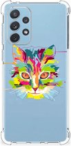 Silicone Case Geschikt voor Samsung Galaxy A73 Smartphone hoesje met doorzichtige rand Cat Color