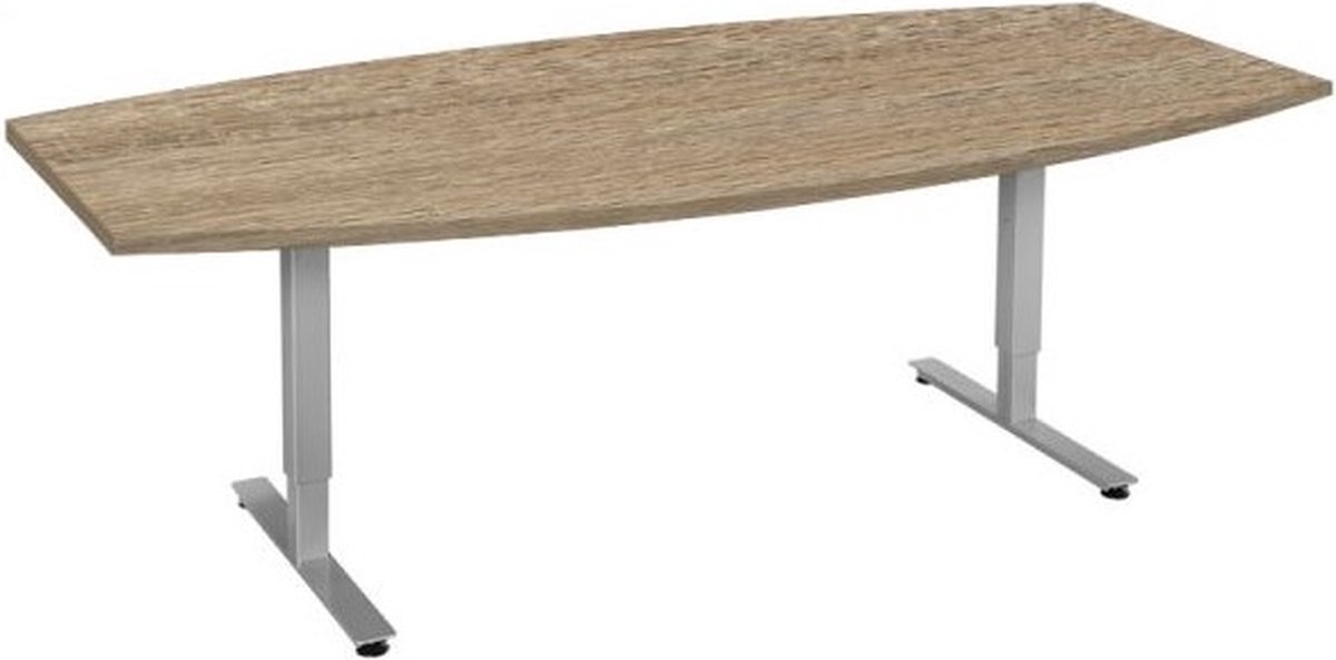 Offeco Bureau York Plus - Bureau - Bureautafel - Vergadertafel - Gaming bureau - Game bureau - Computertafel - Desk - Bureau Aluminium - Verstelbaar bureau - Gaming Desk - Bureau tafel - Bureau verstelbaar –  Midden eiken -240x120cm