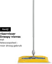 Vloerwisser Handy Sweepy wiswasser met 10 oranje stofbindende vliesdoekjes voor droog vloer reinigen