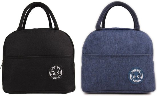 2x Koeltas – Warm houd Tas – Lunchtas – Volwassenen en kinderen – Compact & Handig: School – Lunch – Werk – Klassiek Zwart & Blauw