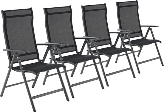 GOPLUS tuinstoelen set van 4, stapelbare bistrostoel met rugleuning en armleuningen, balkonstoel van metaal tot 150 kg belastbaar, stapelstoel eetstoel voor buiten voor tuin, terras, balkon, zwembad GOPLUS tuinstoelen set van 4, stapelbare bistrostoel met rugleuning en armleuningen, balkonstoel van metaal tot 150 kg belastbaar, stapelstoel eetstoel voor buiten voor tuin, terras, balkon, zwembad