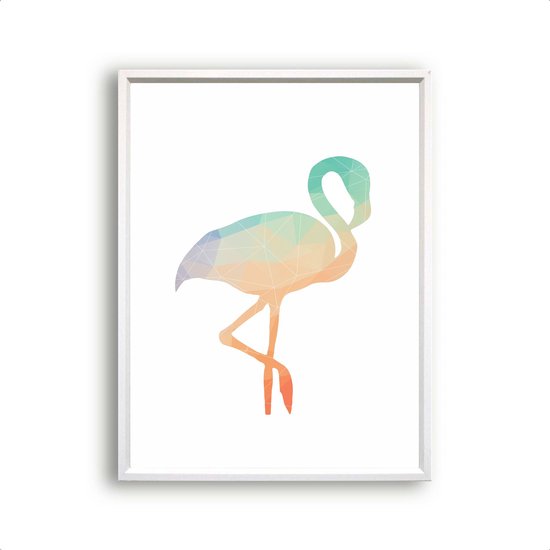 Schilderij  Geometrische flamingo / Jungle / Safari / 40x30cm