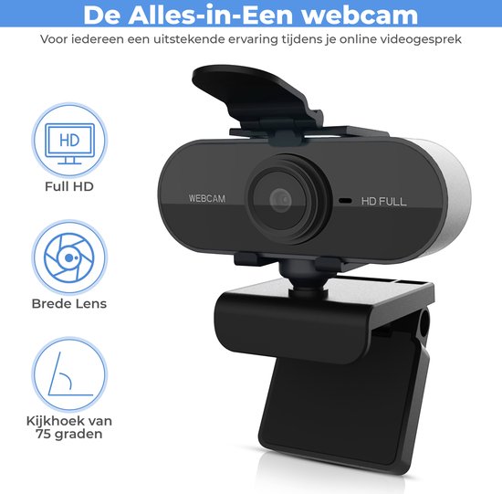 Smartify Webcam - HD Pro Webcam - Ingebouwde Microfoon - Inclusief Webcam Cover - Webcam Voor Pc