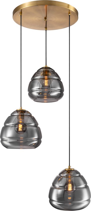 Hanglamp Belmond - 3 lichts smoke glas - bronze