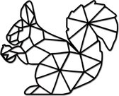 Hout-Kado - Eekhoorn - Medium - Zwart - Geometrische dieren en vormen - Houten Wanddecoratie