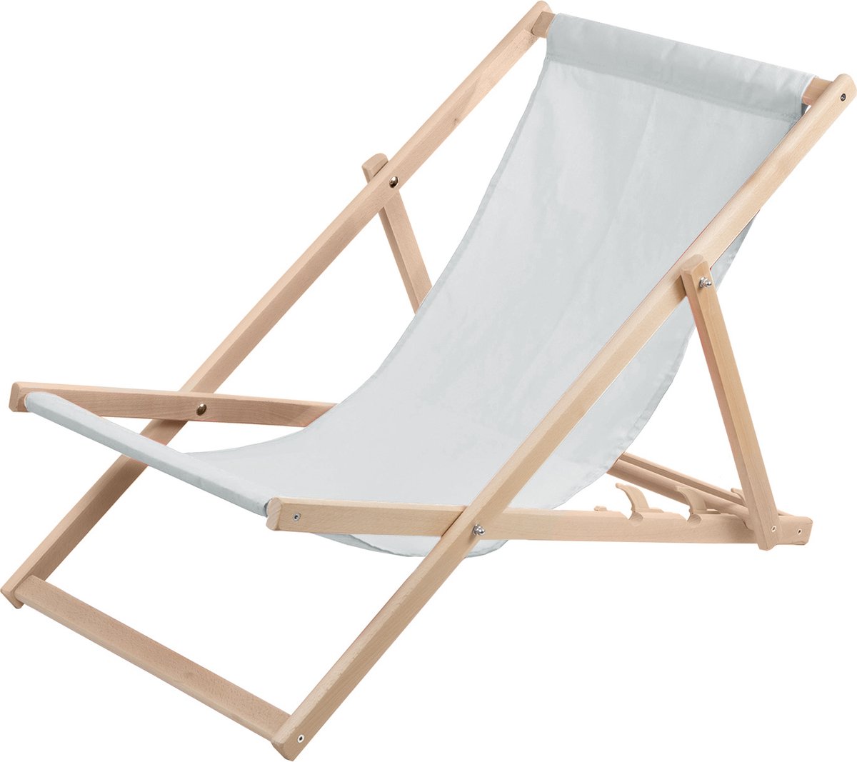 WOODOK - Ligstoel - Comfortabele houten ligstoel in wit ideaal voor het strand, balkon, terras