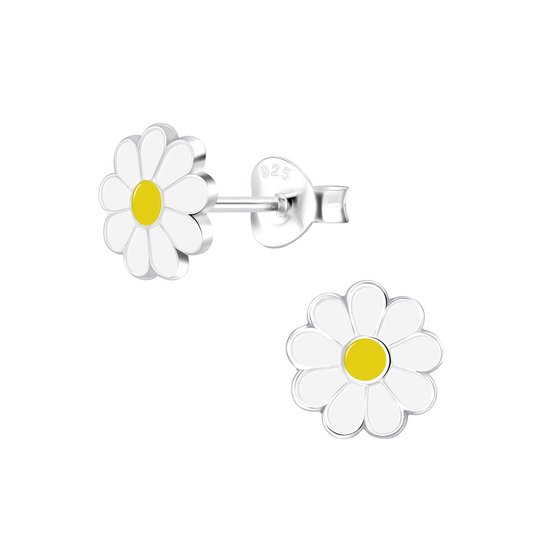 Zilveren madeliefje bloemetjes kinderoorbellen | daisy bloem oorknopjes Meisje Zilver | Zilverana | Sterling 925 Silver