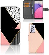 GSM Hoesje Geschikt voor Samsung Galaxy A33 5G Bookcase Black Pink Shapes