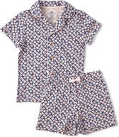 Little Label Pyjama Meisjes Maat 98-104 - roze, blauw - Zachte BIO Katoen - Shortama - 2-delige zomer pyama meisjes - Gebloemd