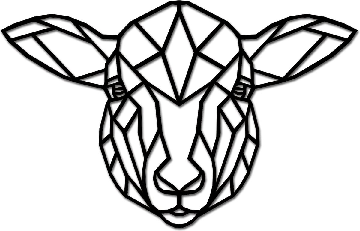 Hout-Kado - Schaap - Medium - Zwart - Geometrische dieren en vormen - Houten Wanddecoratie