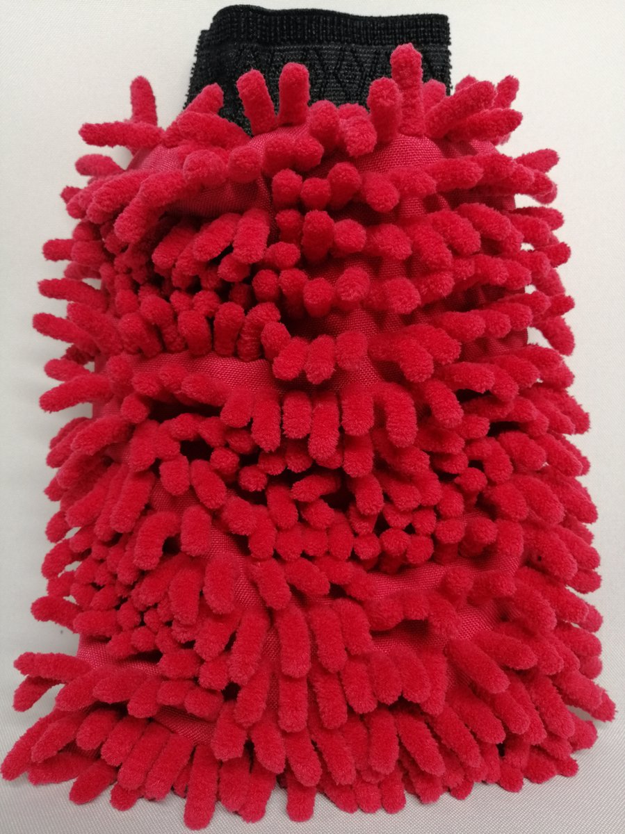 Goedkoopste Washandschoen Microvezel - Auto washandschoen - Schoonmaak - 17 x 19 cm - Elastieken Boord - Dikke Kwaliteit - Rood