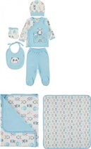 Deken cadeau - Panda 5-delige baby newborn kleding set jongens - Newborn set - Babykleding - Babyshower cadeau - Kraamcadeau