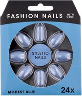 Fashion Nails nep nagels ''Modest Blue'' - Blauw - Kunststof - Set van 24
