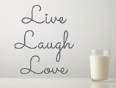 Stickerheld - Muursticker "Live Laugh Love" Quote - Woonkamer - Liefde - Engelse Teksten - Mat Donkergrijs - 32x27.5cm