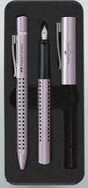 Faber-Castell Grip Glam - set d'écriture stylo à bille et stylo plume - dans coffret cadeau - couleur perle - FC-201533