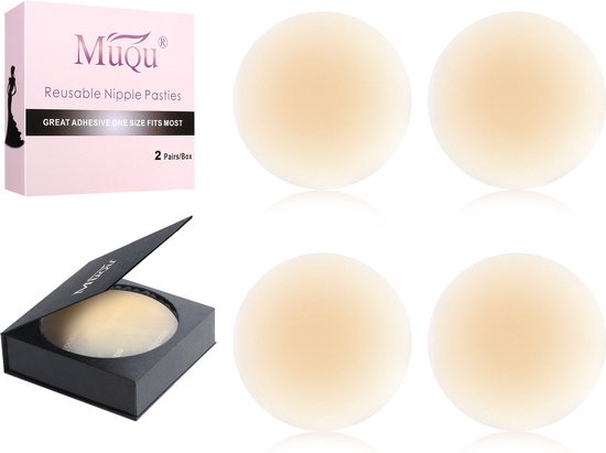Cache-tétons - Nipple Covers Invisible - Silica Gel Nipple Shield - Nipple Bra - Silicone 100% pur de haute qualité - Réutilisable - Set de 2 paires