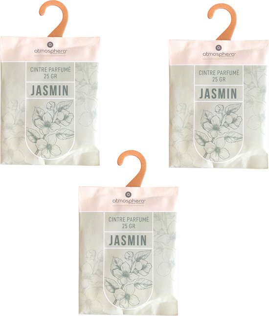 Jasmine geurzakjes voor in de Kledingkast - Kleding Geurkaartjes met Ophanghaak - Scented hanger - Kast Parfum met Hanger - Kamer Luchtverfrisser Hangers - Geurzakje - Geurkaart - 3 stuks