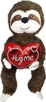Luiaard Bruin met Hart 'Hug Me' Pluche Knuffel 40 cm {Cadeau Ik hou van jou / I Love you Knuffeldier | Valentijnsdag Rozenbeer | Speelgoed knuffelpop voor kinderen jongens meisjes