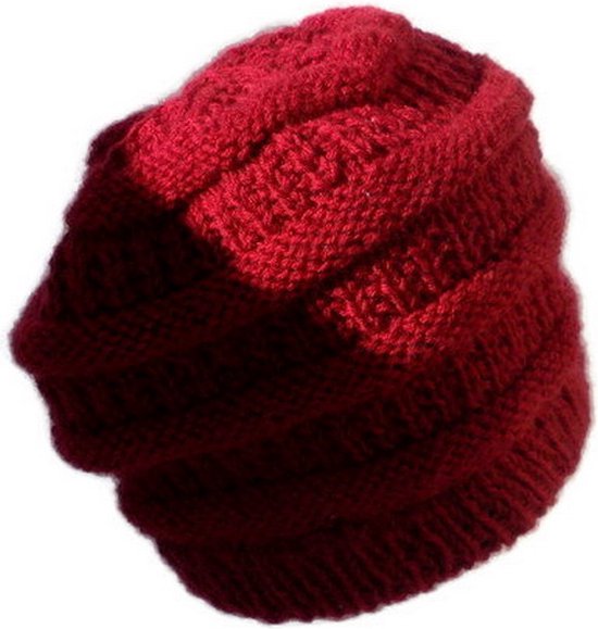 StyleBREAKER Dames Gebreide Muts – Met Bellenpatroon, Framboos, One Size | Winter, Warm