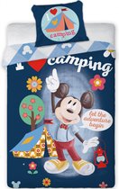 KD® - Disney Mickey, I Love Camping - Dekbedovertrek - Eenpersoons - 140 x 200 cm - Katoen