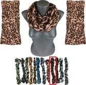 Modieuze dames sjaal mode sjaal fashion sjaal siersjaal dierenprint panterprint donkerbruin/zwart