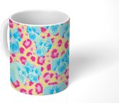 Mok - Koffiemok - Bloemen - Neon - Panterprint - Patronen - Mokken - 350 ML - Beker - Koffiemokken - Theemok