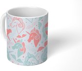 Mok - Koffiemok - Unicorn - Patronen - Pastel - Mokken - 350 ML - Beker - Koffiemokken - Theemok