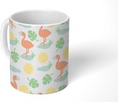 Mok - Koffiemok - Flamingo - Patronen - Zon - Mokken - 350 ML - Beker - Koffiemokken - Theemok